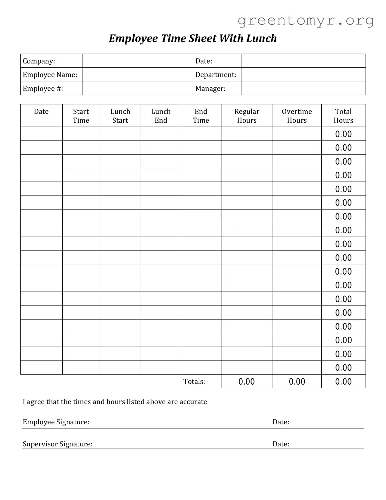 Fill in a Valid Time Card Template