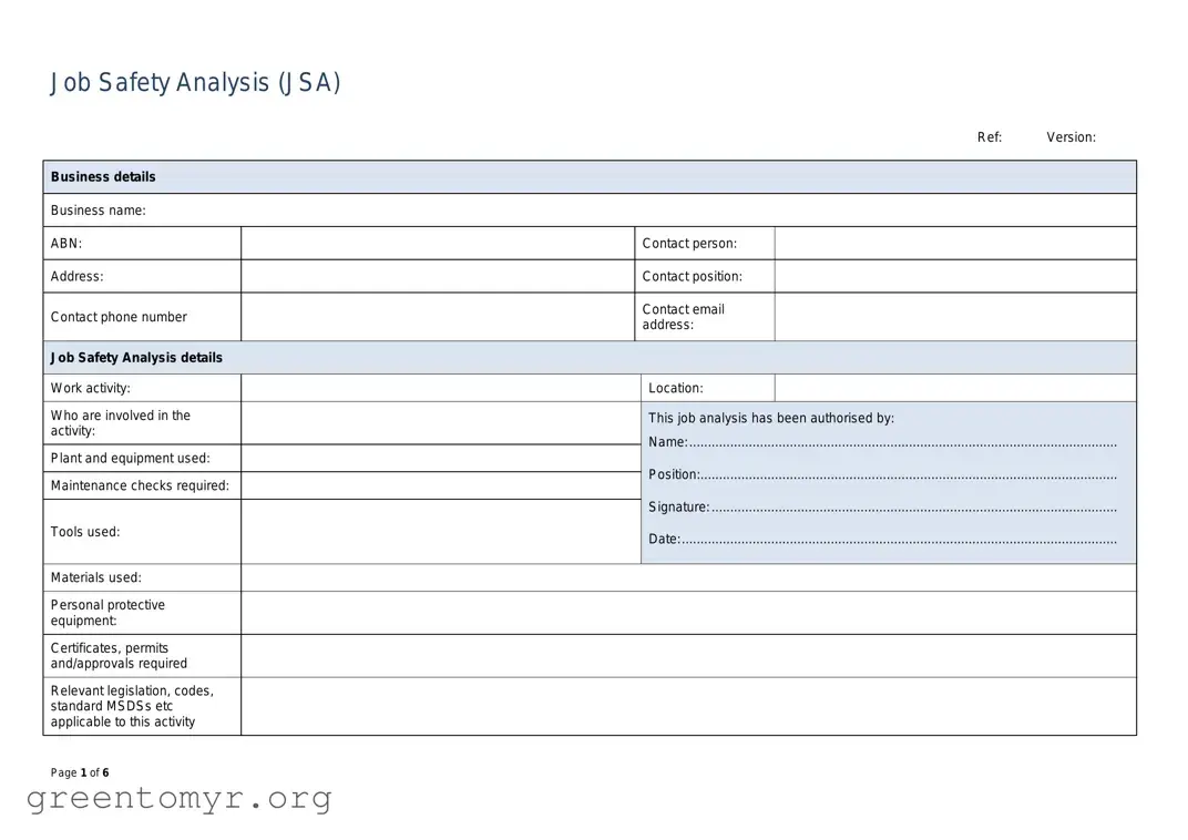 Fill in a Valid Jsa Template